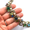 Vintage necklace from the 1950s in old gold plate with multicoloured rhinestones