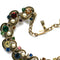 Vintage necklace from the 1950s in old gold plate with multicoloured rhinestones