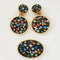 1980s vintage multicolour stones on black round drop earrings