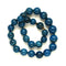 Beautiful mid blue agate beads knotted on blue thread with original clasp.