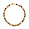Necklace with gold, blue and brown beads