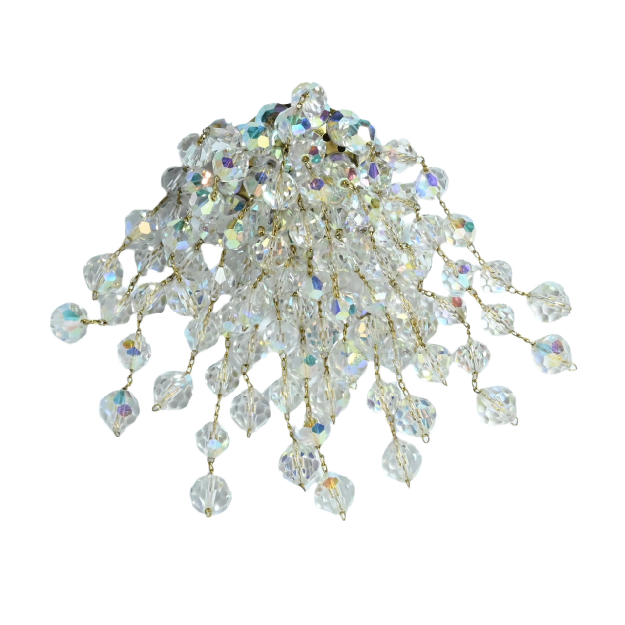 Lovely cascading waterfall brooch in aurora borealis crystal Made in Austria in circa 1960s