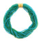 Green and blue beaded necklace on a white background
