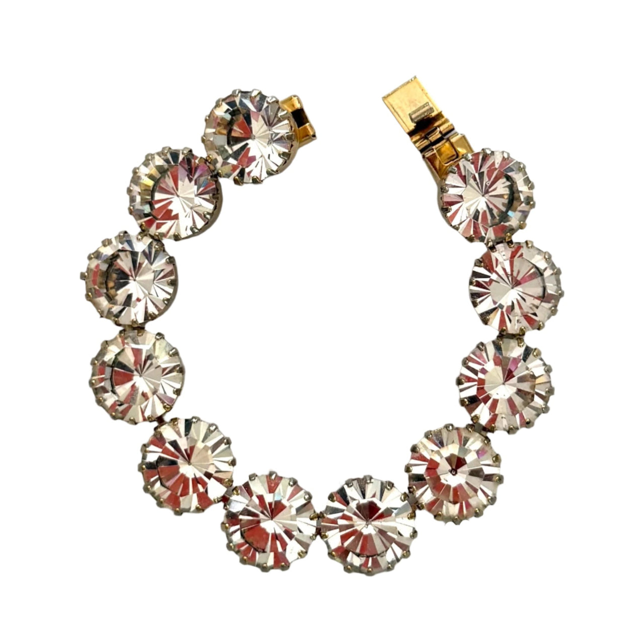 Bracelet with large crystals on a light gray background