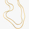 Great for every day this gold plated piece is a stylish flat snake chain featuring two different length chains in one necklace. Fastens with a strong lobster clasp.