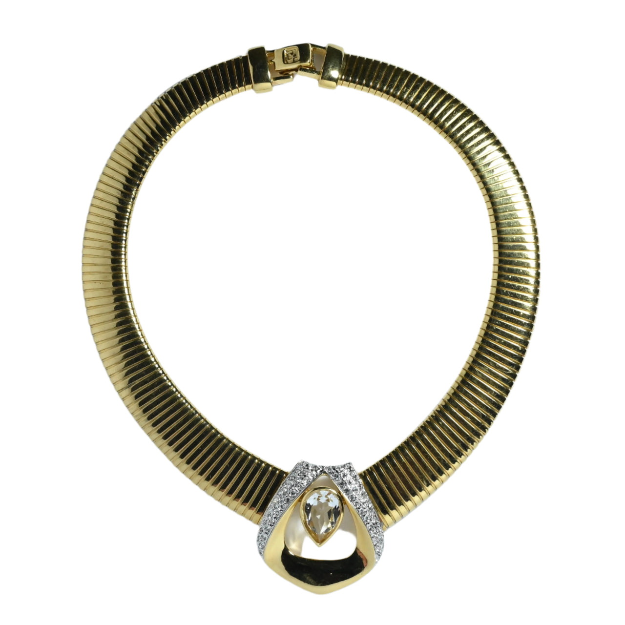 Fantastic quality gold plated collar clear stones 1980s vintage