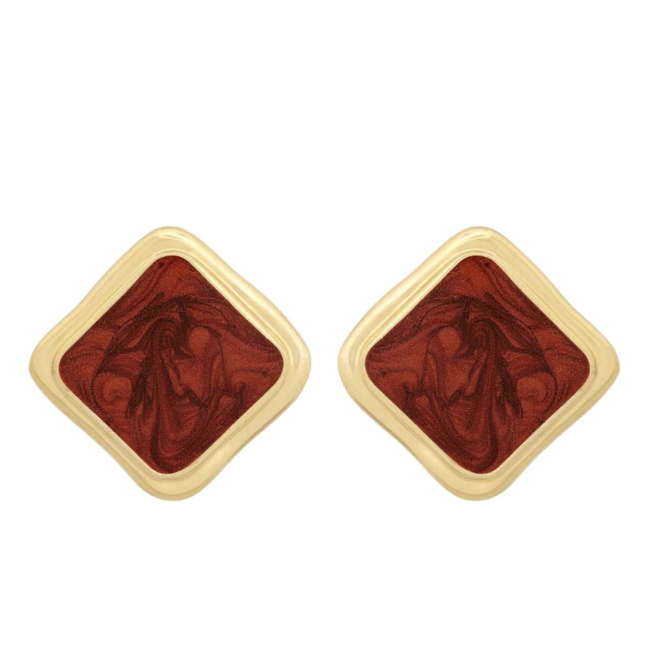 Gold plated brown swirl clip-on earrings Eclectica