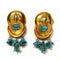 Gold plated turquoise huge 1980s clip on earrings