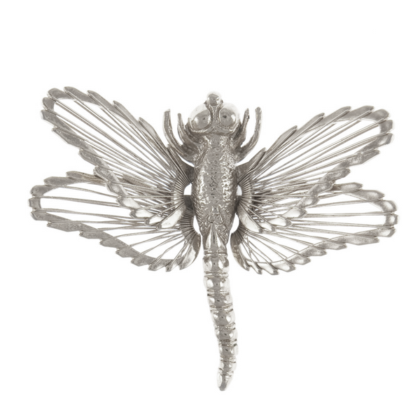 Vintage dragonfly brooch by Monet with open work wings rhodium plated