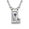 Rhodium plated initial L pendant featuring Swarovski crystal