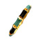 Enamel bangle with gold, black, and green colors on a white background