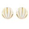 vintage round large cream enamel sunray clip on earrings in gold plate from the 1980s