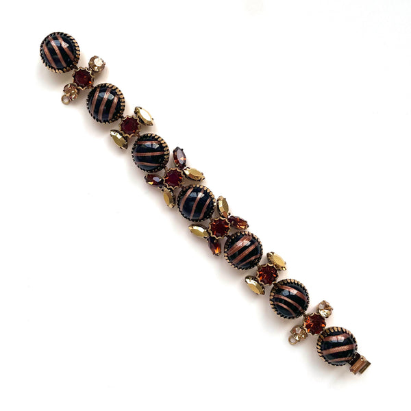 brown and black rhinestone vintage bracelet from the 1950s by eclectica vintage jewellery online