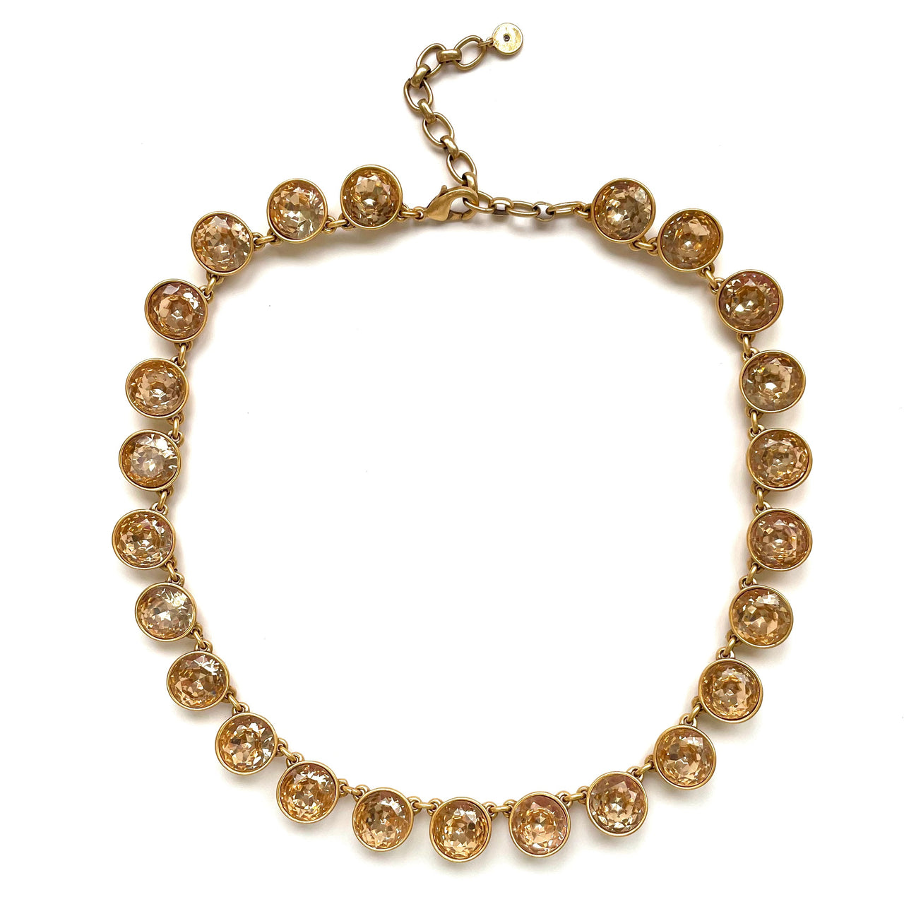 round brown crystals on gold metal vintage necklace by Stella Dot for Eclectica vintage jewellery