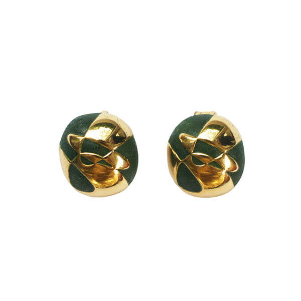 vintage Orena gold plate and green clip-on earrings