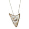 A sterling silver pendant featuring a mother of pearl design in a delicate shade of pink, with a visible setting.