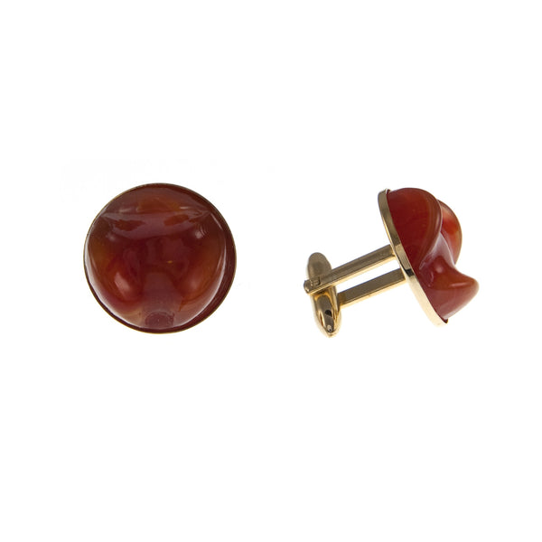 Terracotta Glass and Gold Plate Cufflinks, 1950s