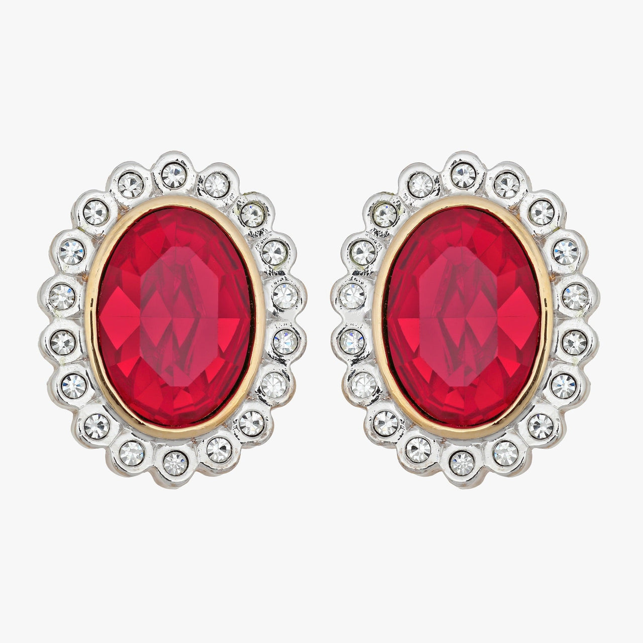 Red rhinestone clip earrings