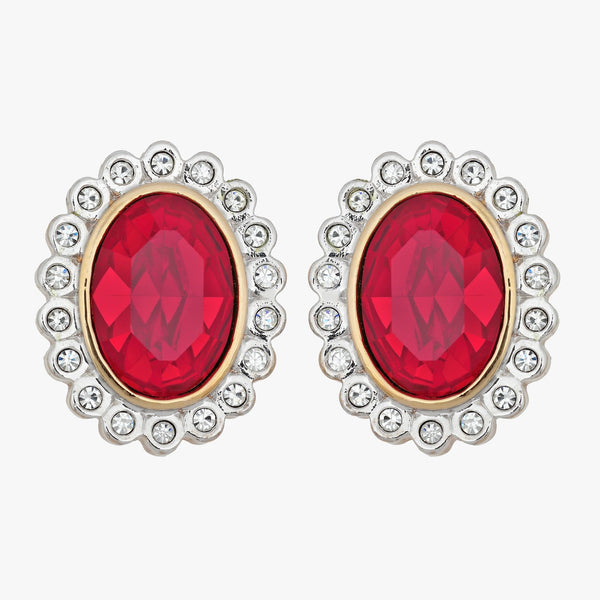 Red rhinestone clip earrings