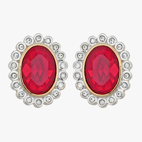 Red rhinestone clip earrings
