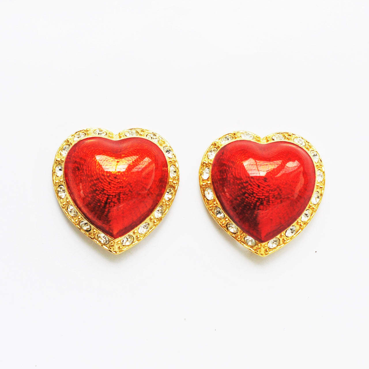 1980s Victoria Secret Large Heart Clip On Earrings