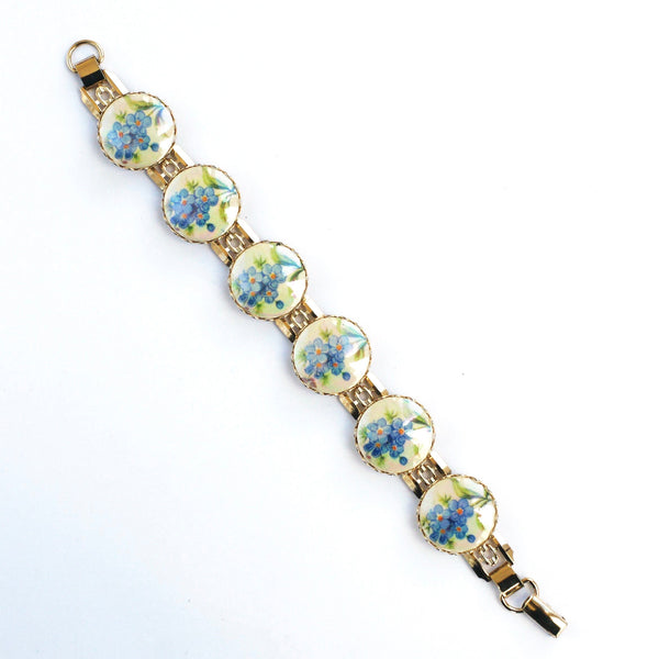 1950s Vintage Floral Bracelet, Blue