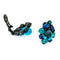 teal and blue vintage rhinestone clip on earrings on white background