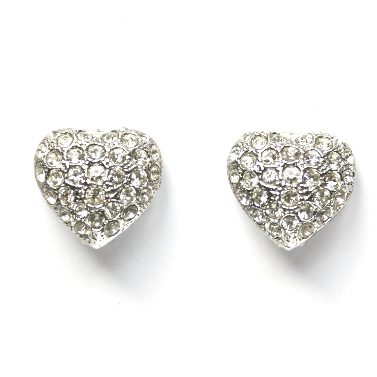 1980s Vintage Diamanté Heart Clip On Earrings