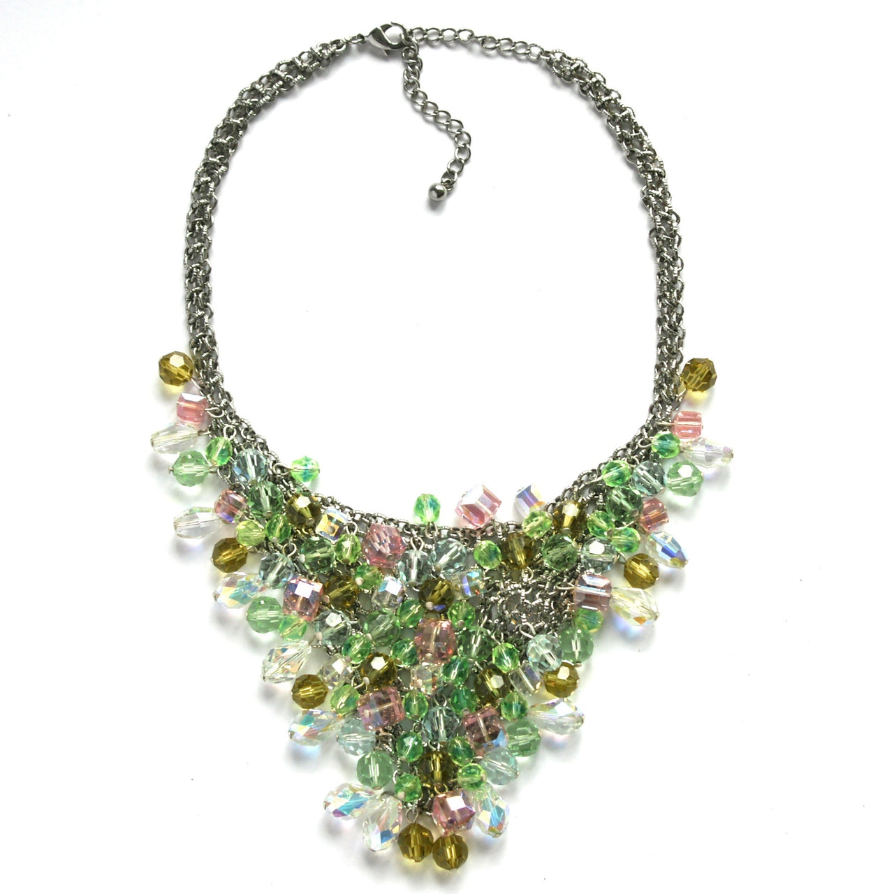 Vintage Waterfall Necklace in pastel crystals by Sarah Booth