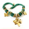 1990s Vintage Carol Dauplaise Fleur de Lis Necklace, Green, Gold Plate