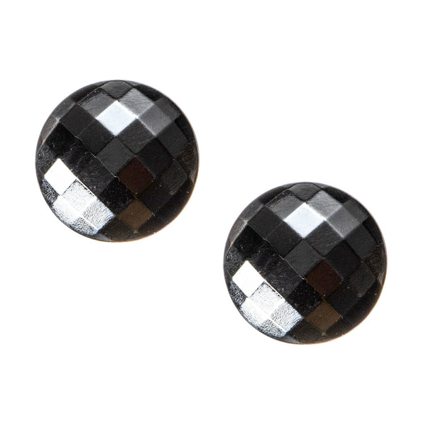 Black button clip-on earrings