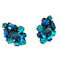 teal and blue vintage rhinestone clip on earrings on white background