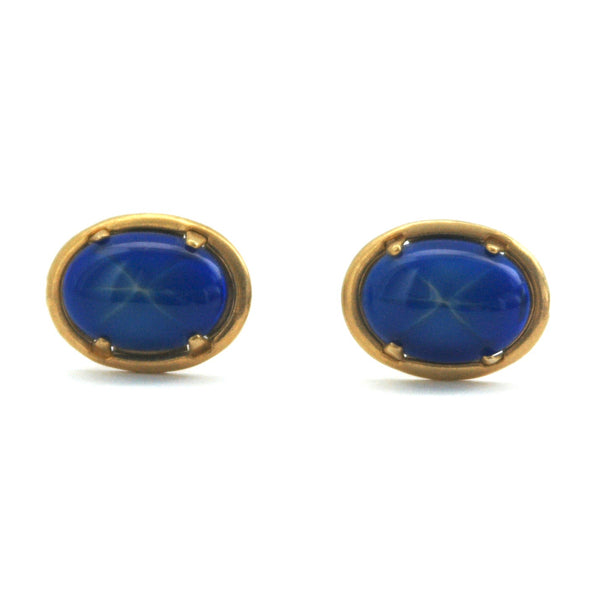 Blue glass 1960s cufflinks