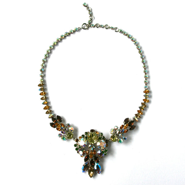 vintage swarovski crystal necklace in autumnal colours