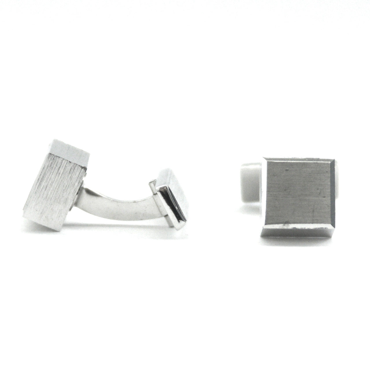 Simple Chrome 1980s cube cufflinks