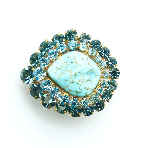 Blue Glass Vintage Brooch