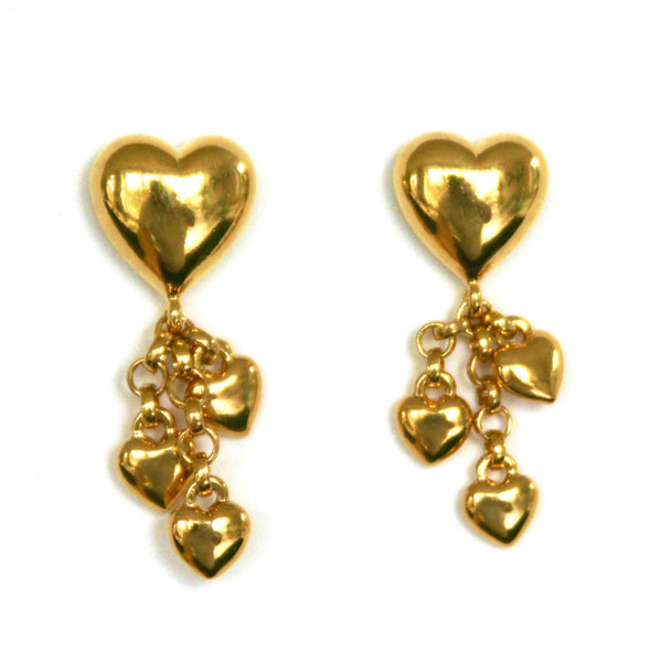 Vintage Heart Charms Drop Earrings, Pierced