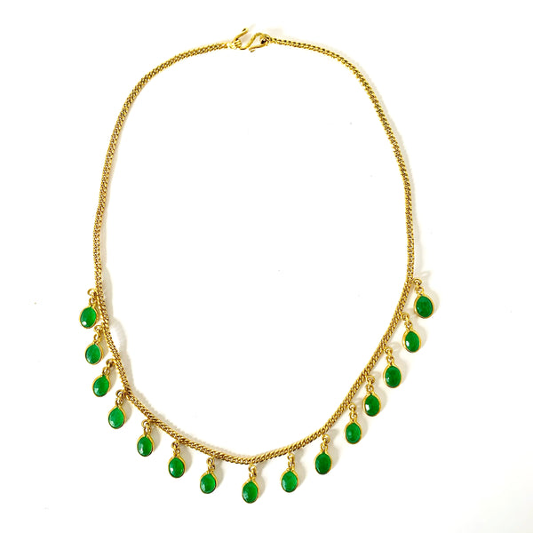 Green Glass Droplets Chain