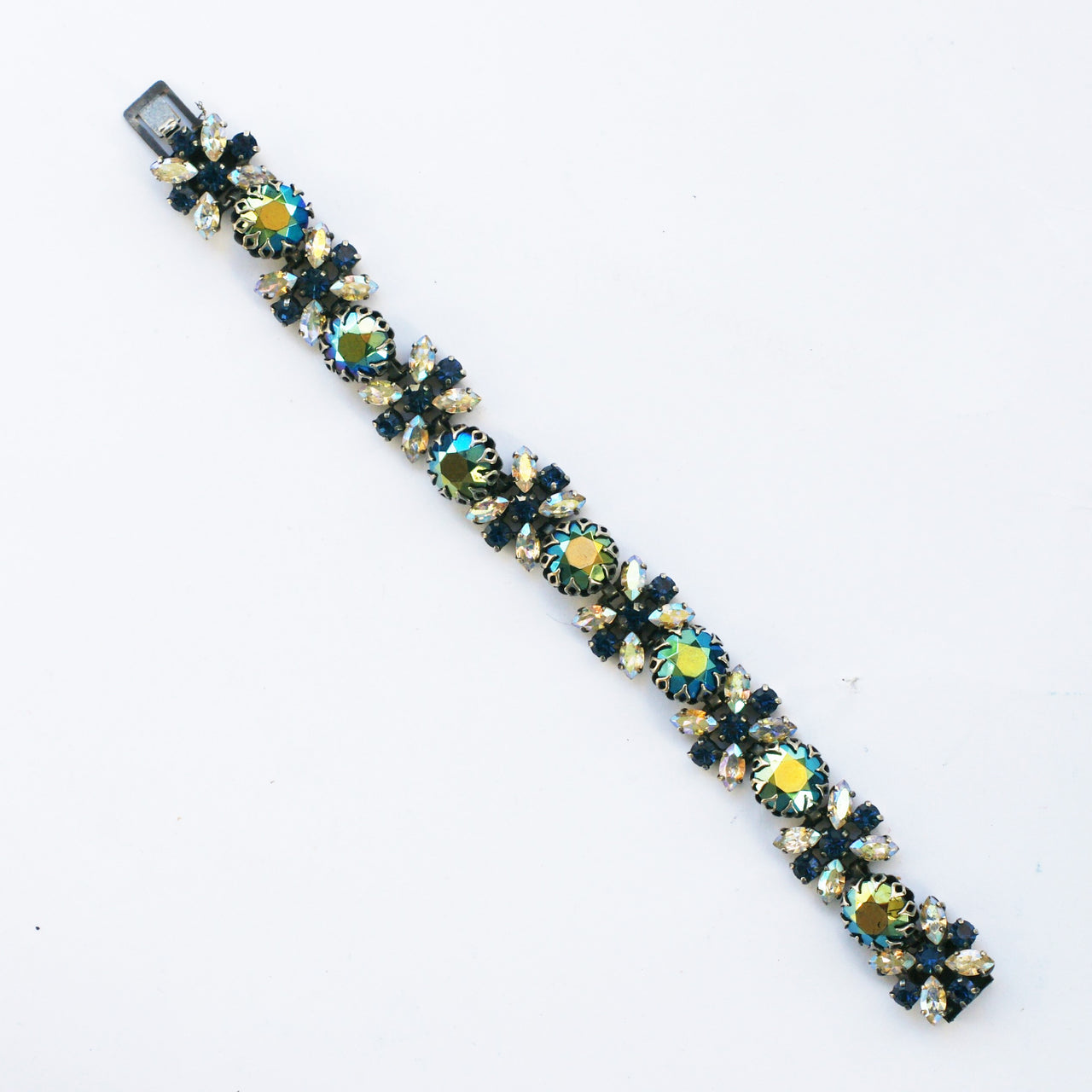 1950s vintage jewelcraft rhinestones bracelet in blue