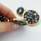 1980s vintage multicolour stones on black round drop earrings