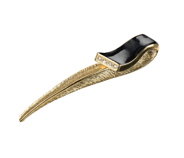 Reserved for CA.  Gold plated Feather brooch