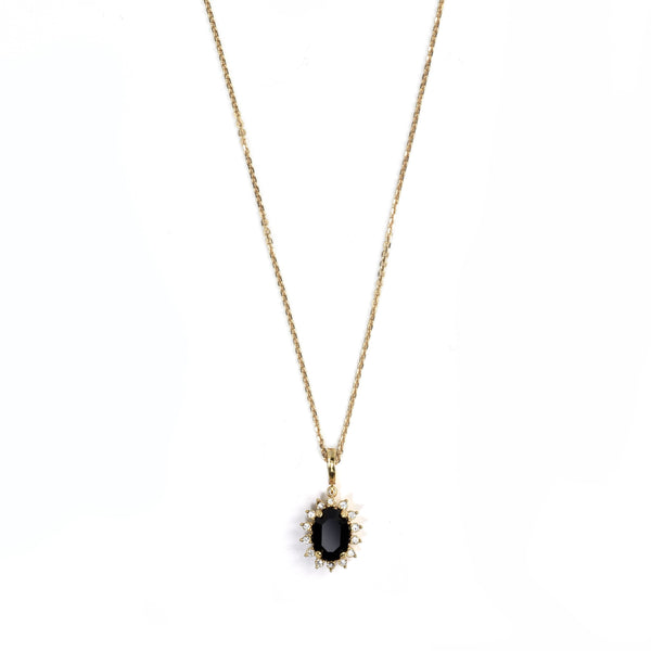 black glass pendant necklace