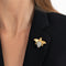 Gold plated Bumble Bee brooch with colourless crystal encrusted body measures 3 x 3cm