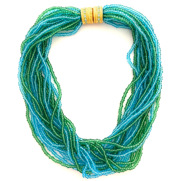 Blue & Green Joan Rivers Multi strand Glass necklace