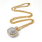 Gold plated disco ball pendant on long gold  plated chain 