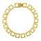 A gold-plated Helena Rubenstein necklace with square links and a metallic clasp.