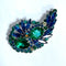 Teal Rhinestone 1950s Brooch