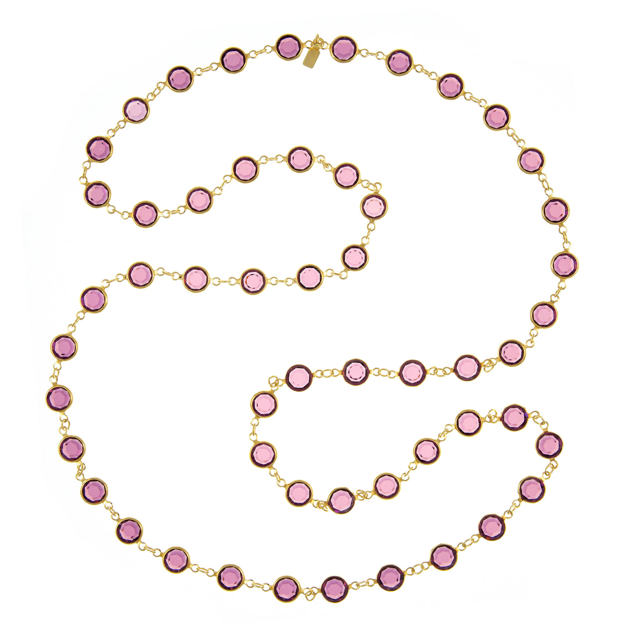 Swarovski long purple channel set glass chain old plate from the 1980s
