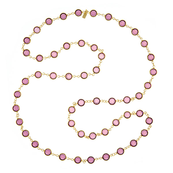 Swarovski long purple channel set glass chain old plate from the 1980s