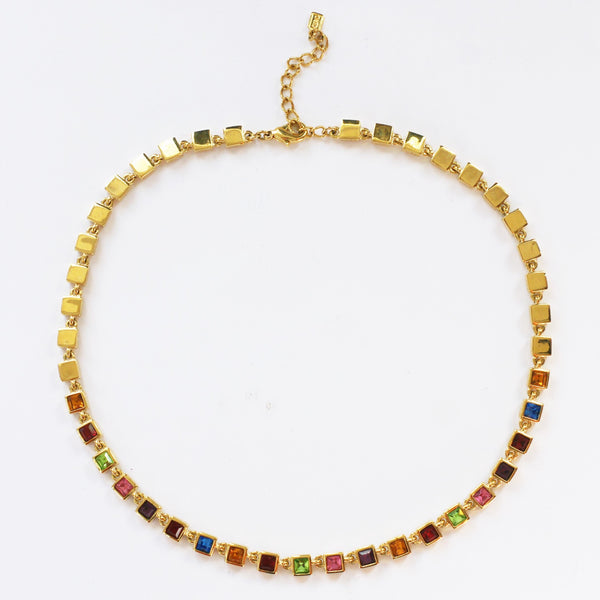 1980s Vintage Ciro Multicolour Tennis Necklace